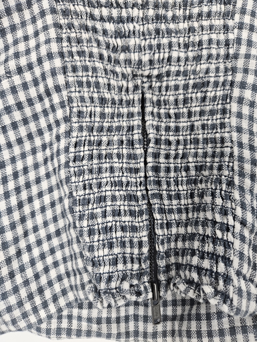 Reformation Gray White Linen Gingham Plaid Cropped Top - Picture 7 of 9